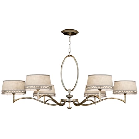 Fine Art Handcrafted Lighting Allegretto Silver Six-Light Single-Tier Chandelier with White Textured Linen Shades Silver Leaf