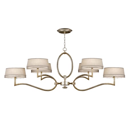 Fine Art Handcrafted Lighting Allegretto Silver Six-Light 2 Tier Chandelier with White Textured Linen Shades Silver Leaf