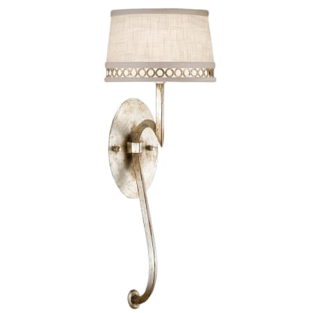 Fine Art Handcrafted Lighting Allegretto Silver Single-Light Wall Sconce with White Textured Linen Shade Silver Leaf