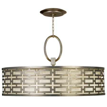 Fine Art Handcrafted Lighting Allegretto Silver 40" Diameter Five-Light Drum Pendant with White Textured Linen Shade Silver Leaf