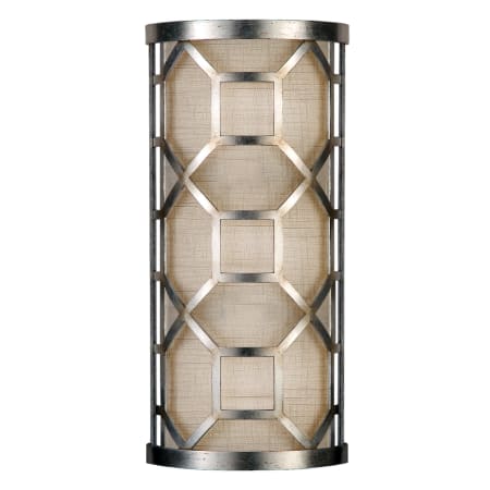 Fine Art Handcrafted Lighting Allegretto Silver Two-Light Wall Sconce with White Textured Linen Shade Silver Leaf
