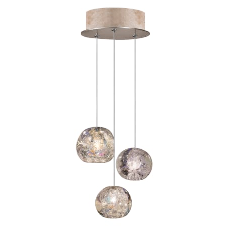 Fine Art Handcrafted Lighting Natural Inspirations 3 Light 9" Wide LED Crystal Multi Light Pendant Gold Tone Silver Leaf
