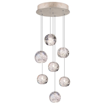 Fine Art Handcrafted Lighting Natural Inspirations 7 Light 14" Wide LED Crystal Multi Light Pendant Gold Tone Silver Leaf
