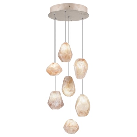Fine Art Handcrafted Lighting Natural Inspirations 7 Light 14" Wide LED Crystal Multi Light Pendant Gold Tone Silver Leaf