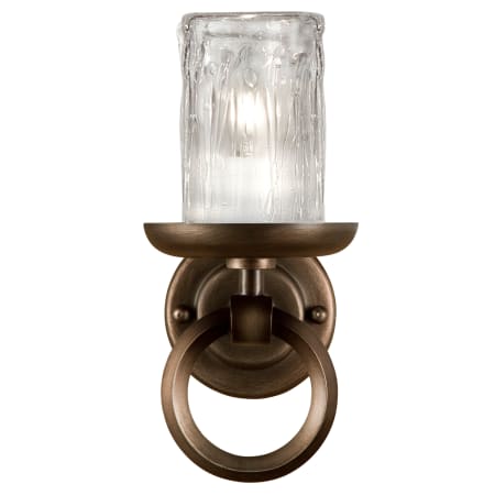 Fine Art Handcrafted Lighting Liaison Single-Light Wall Sconce with Bold Metal Accents and Hand-Blown Glass Shade Antique Hand-Rubbed Bronze