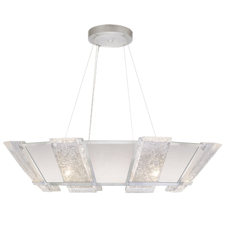 Fine Art Handcrafted Lighting Crownstone 16 Light 38" Wide Drum Chandelier with Linen Shade Silver Leaf