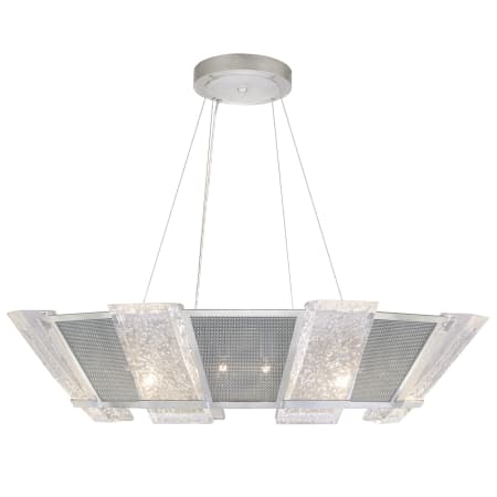 Fine Art Handcrafted Lighting Crownstone 16 Light 38" Wide Drum Chandelier with Metal Mesh Shade Silver Leaf