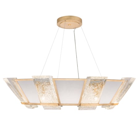 Fine Art Handcrafted Lighting Crownstone 16 Light 38" Wide Drum Chandelier with Linen Shade Gold Toned Silver Leaf
