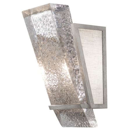 Fine Art Handcrafted Lighting Crownstone Single Light 13" Tall Wall Sconce with Linen Shade Silver Leaf