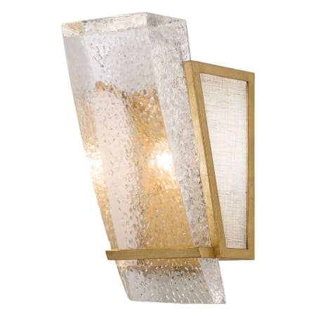 Fine Art Handcrafted Lighting Crownstone Single Light 13" Tall Wall Sconce with Linen Shade Gold Toned Silver Leaf