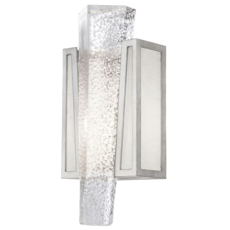 Fine Art Handcrafted Lighting Crownstone Single Light 15" Tall Wall Sconce with Linen Shade Silver Leaf