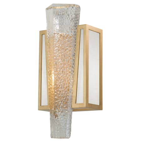 Fine Art Handcrafted Lighting Crownstone Single Light 15" Tall Wall Sconce with Linen Shade Gold Toned Silver Leaf