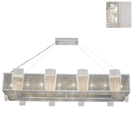 Fine Art Handcrafted Lighting Crownstone 16 Light 52" Wide Linear Chandelier with Metal Mesh Shade Silver Leaf