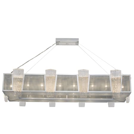 Fine Art Handcrafted Lighting Crownstone 16 Light 52" Wide Linear Chandelier with Metal Mesh Shade Silver Leaf