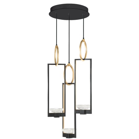 Fine Art Handcrafted Lighting Delphi 3 Light 19" Wide LED Multi Light Pendant Hand Rubbed Black Iron / Gold Leaf