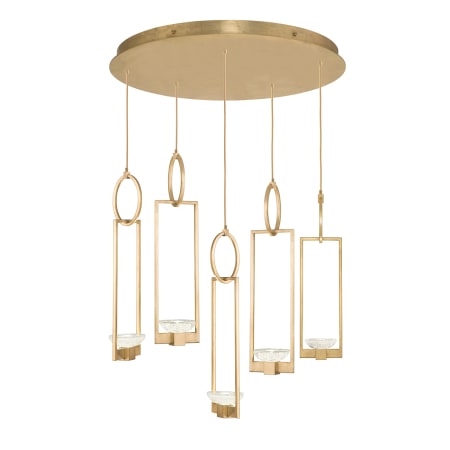 Fine Art Handcrafted Lighting Delphi 5 Light 27" Wide LED Multi Light Pendant Gold Toned Silver Leaf