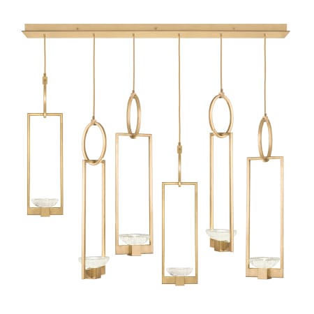 Fine Art Handcrafted Lighting Delphi 6 Light 48" Wide LED Linear Pendant Gold Toned Silver Leaf