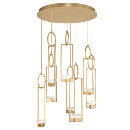 Fine Art Handcrafted Lighting Delphi 8 Light 34" Wide LED Multi Light Pendant Gold Toned Silver Leaf