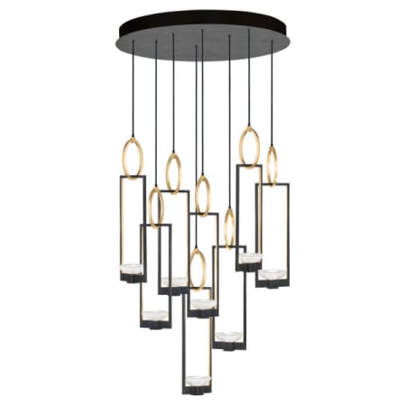 Fine Art Handcrafted Lighting Delphi 8 Light 34" Wide LED Multi Light Pendant Hand Rubbed Black Iron / Gold Leaf