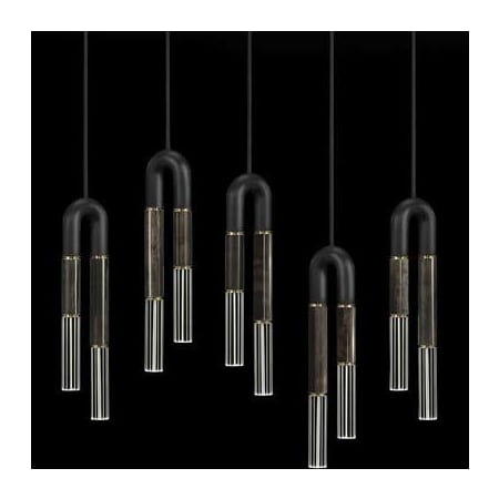Fine Art Handcrafted Lighting Antonia 10 Light 52" Wide LED Crystal Linear Pendant Black / Brass / Charcoal