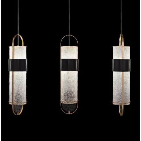 Fine Art Handcrafted Lighting Bond 48" Wide LED Multi Light Pendant Black / Gold