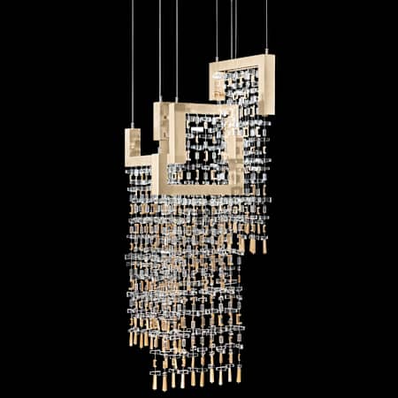 Fine Art Handcrafted Lighting Capri 22" Wide LED Crystal Multi Light Pendant Soft Gold Leaf