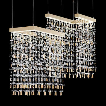 Fine Art Handcrafted Lighting Capri 38" Wide LED Crystal Linear Pendant Soft Gold Leaf