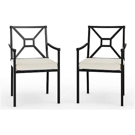 Flash Furniture Lily Pond 2 Piece Steel Dinner Chair Set with Arms Black