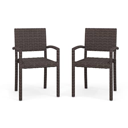 Flash Furniture Bedford Pack of 2 21" Wide Rattan, Wicker Framed Indoor-Outdoor Dual Arm Chairs Brown