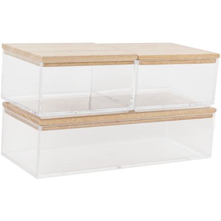 Flash Furniture Brody 2" Tall Stacking Clear Office Organizer Set Clear / Light Natural