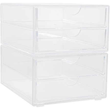 Flash Furniture Brody 3-1/2" Tall Stacking Office Organizer Set with Pull Out Drawers Clear