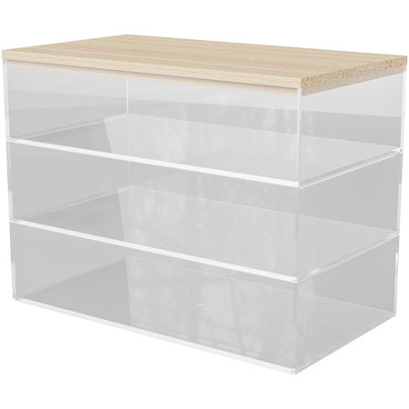 Flash Furniture Brody 2" Tall Stacking Crack Resistant Office Organizer Set Clear / Light Natural