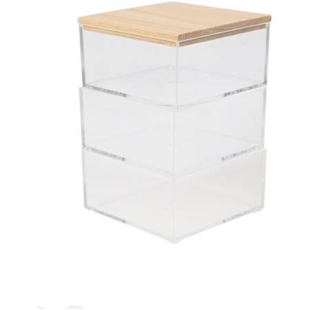 Flash Furniture Brody 3" Wide Office Organizer Set with Top Lid Clear / Light Natural