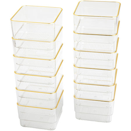 Flash Furniture Kerry 2" Tall Office Organizer Set with Crack Resistance Clear / Gold