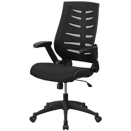 Flash Furniture 25.75 Inch Wide Fabric Swivel Chair with Adjustable Arms Black