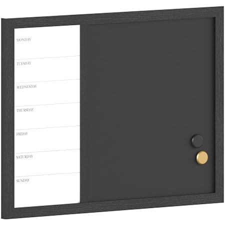 Flash Furniture Everette 24" x 18" Wall Board with Felt Board Black Woodgrain