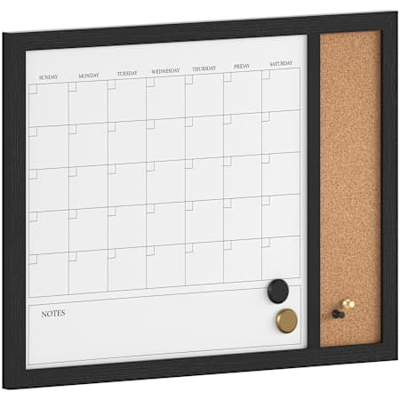 Flash Furniture Everette 24" x 18" Wall Board with Corkboard Black Woodgrain