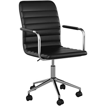 Flash Furniture Taytum 26" Wide Metal Framed Faux Leather Office Chair Black / Polished Nickel
