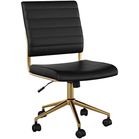 Flash Furniture Ivy 19" Wide Metal Framed Faux Leather Office Chair Black / Gold