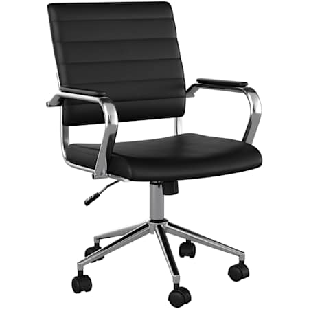 Flash Furniture Piper 22" Wide Metal Framed Faux Leather Office Chair Black / Polished Nickel