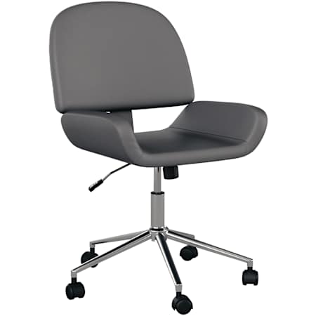 Flash Furniture Tyla 21" Wide Faux Leather Office Chair Gray / Polished Nickel