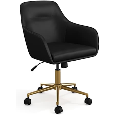 Flash Furniture Rayna 20" Wide Metal Framed Fabric and Faux Leather Office Chair with Swivel Black / Gold