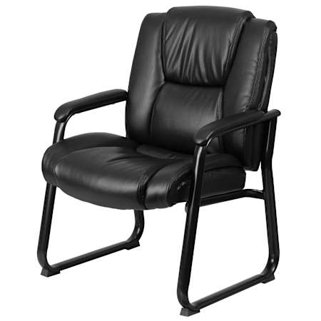 Flash Furniture 29 Inch Wide Leather Accent Chair with Sled Base Black
