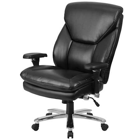 Flash Furniture 32.75 Inch Wide LeatherSoft Blend Executive Swivel Chair with Lumbar Support Knob Black
