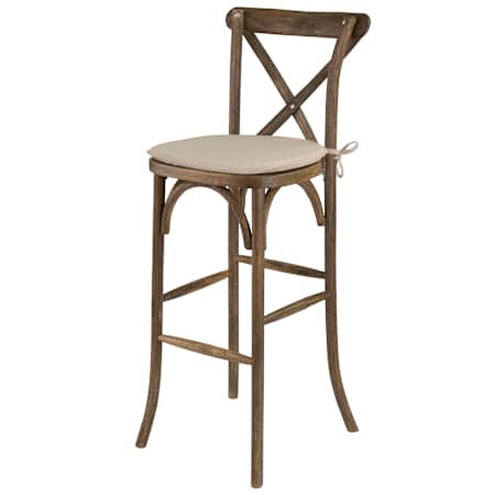 Flash Furniture Hercules 18" W Rustic Farmhouse X Back Bar Stool with Cushion - Farmhouse Bistro Style Dark Antique