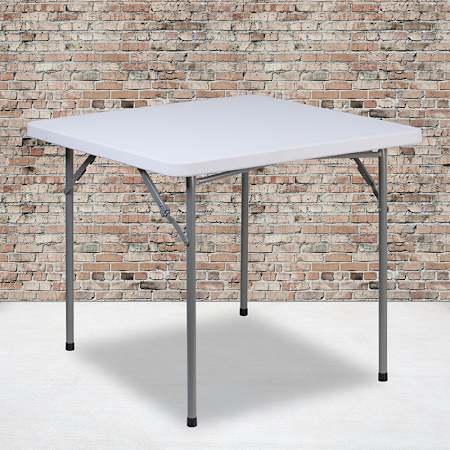 Flash Furniture 2.8 Foot Square Folding Card Game Table Granite White
