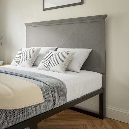 Flash Furniture Dion Full Rubberwood Pattern Headboard Gray Wash