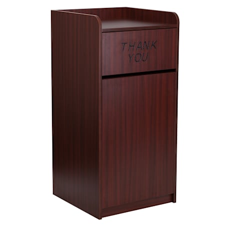Flash Furniture 22" Wide Free Standing Trash Bin with Tray Top Brown
