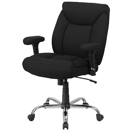 Flash Furniture 29 Inch Wide Fabric Swivel Task Chair with Adjustable Arms Black