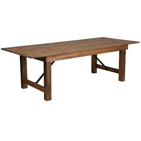Flash Furniture Hercules Foldable Rustic Oversized 8 ft Farmhouse Style Dining Table - Seats 10 Pine